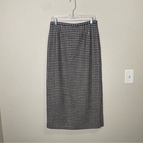 Vintage Talbots 100% Italian Wool Lined Houndstooth Pencil Skirt Women's Size 12 - Picture 2 of 13